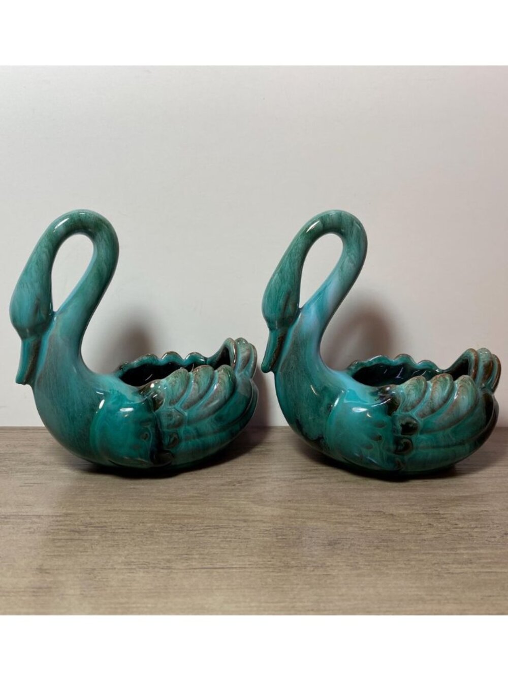 Vintage Blue Mountain Pottery Canada Swan Planters Ceramic Figurines BMP